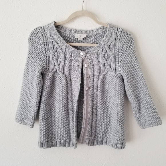 LOFT Sweaters - XS LOFT LoveShackFancy-inspired soft gray cable knit sweater